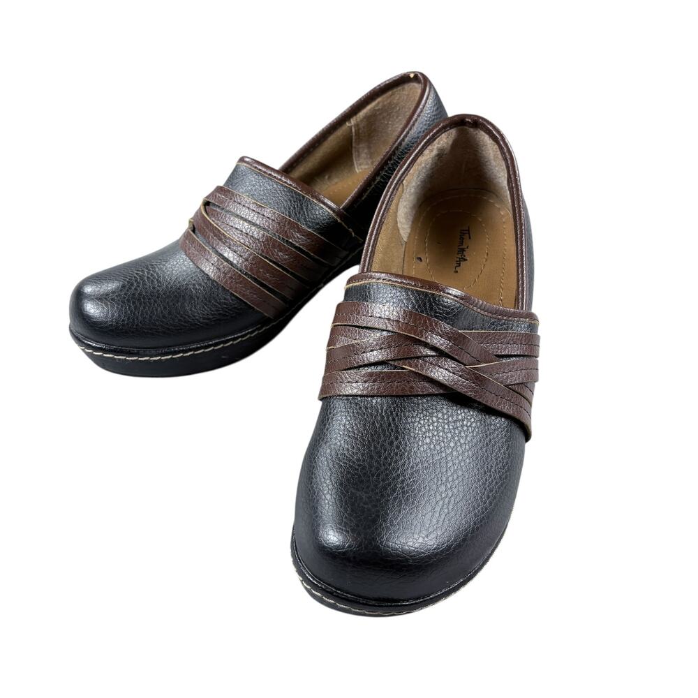 Thom McAn Casper Black Leather Slip On Clog Shoes Women’s‎ Size 8